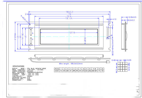 Moduł LCD graficzny 240*64 STN niebieski negatywowy transmisyjny
